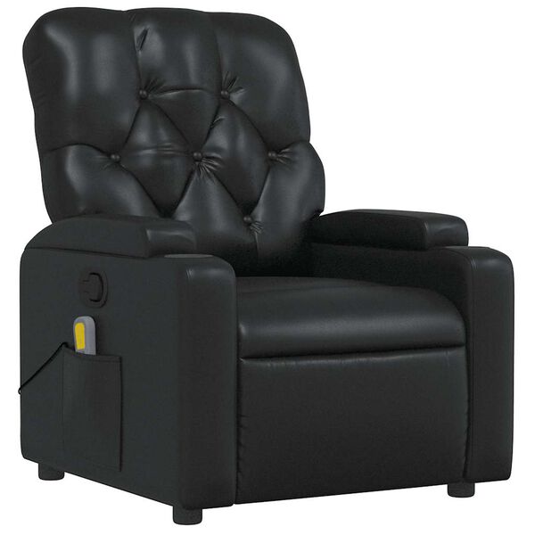 vidaXL Sill&oacute;n de masaje reclinable cuero sint&eacute;tico negro