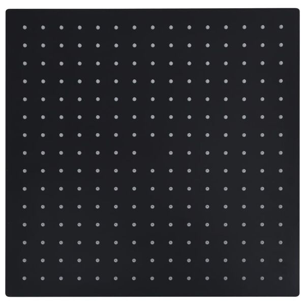 vidaXL Cabezal ducha efecto lluvia acero inox cuadrado negro 40x40 cm