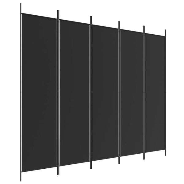 vidaXL Biombo divisor de 5 paneles de tela negro 250x200 cm