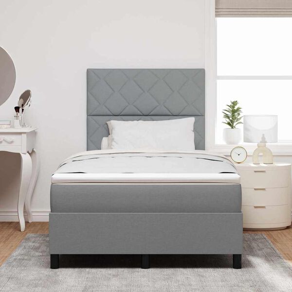 vidaXL Cama tipo Box Spring con colch&oacute;n Gris claro 120 x 200 cm tela