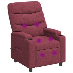 vidaXL Sill&oacute;n de masaje reclinable Rojo vino 75 x 93 x 102 cm Tela