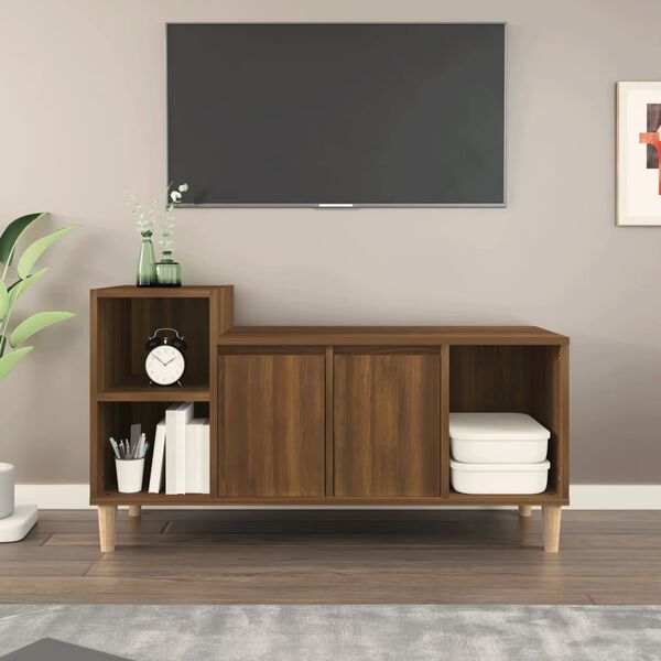 vidaXL Mueble para TV madera contrachapada marrón roble 100x35x55 cm