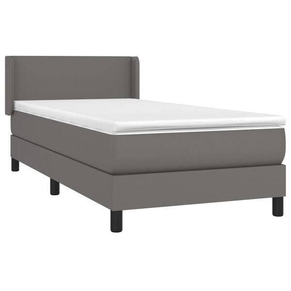 vidaXL Cama box spring con colchón cuero sintético gris 100x200 cm