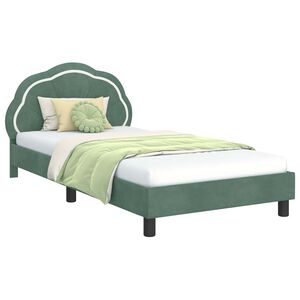 vidaXL Cama para ni&ntilde;os con cabecero Verde Mar 90 x 200 cm Terciopelo