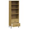 vidaXL Librer&iacute;a con 2 cajones OSLO madera maciza marr&oacute;n 60x35x180 cm