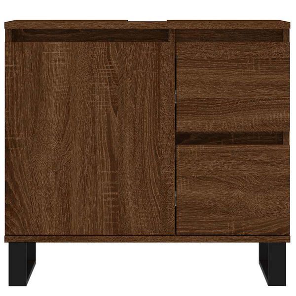 vidaXL Armario de ba&ntilde;o madera contrachapada marr&oacute;n roble 65x33x60 cm