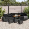 vidaXL Conjunto de sof&aacute; de jard&iacute;n 9 pcs Negro Rattan de Poli&eacute;ster