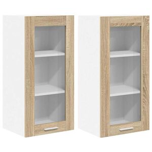 vidaXL Mueble colgante con puerta 2 pcs Roble Sonoma 40 x 31 x 80 cm