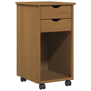 vidaXL Gabinete rodante Marr&oacute;n Miel 34 x 39 x 65,5 cm Pino macizo
