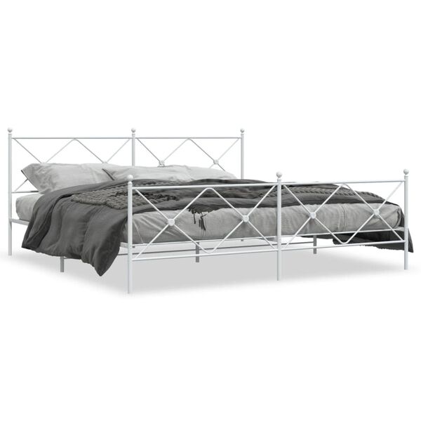vidaXL Estructura cama sin colchón con estribo metal blanco 193x203 cm