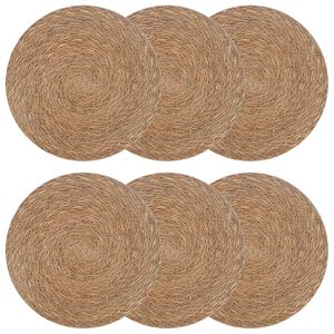 vidaXL Manteles de hierba marina 6 uds. Natural 100% Hierba marina