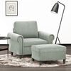 vidaXL Sillón con taburete terciopelo gris claro 60 cm