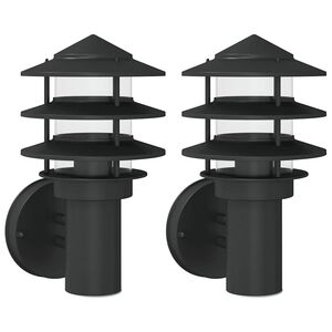 vidaXL Apliques de exterior 2 unidades acero inoxidable negro