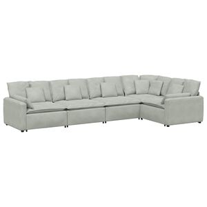 vidaXL Sof&aacute; modular con cojines de terciopelo gris claro