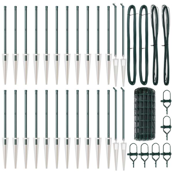 vidaXL Valla con Poste Verde 0,6 x 50 m Acero y PVC