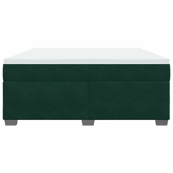 vidaXL Cama box spring con colch&oacute;n terciopelo verde oscuro 180x200 cm