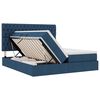 vidaXL Cama con tira de luces LED con cabecera Azul 180 x 200 cm tela