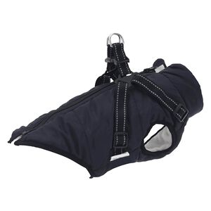 vidaXL Abrigo perro con arn&eacute;s impermeable reflectante L24 azul marino