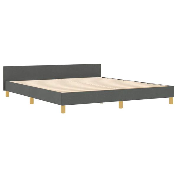 vidaXL Estructura de cama con cabecera Gris oscuro 180 x 200 cm tela