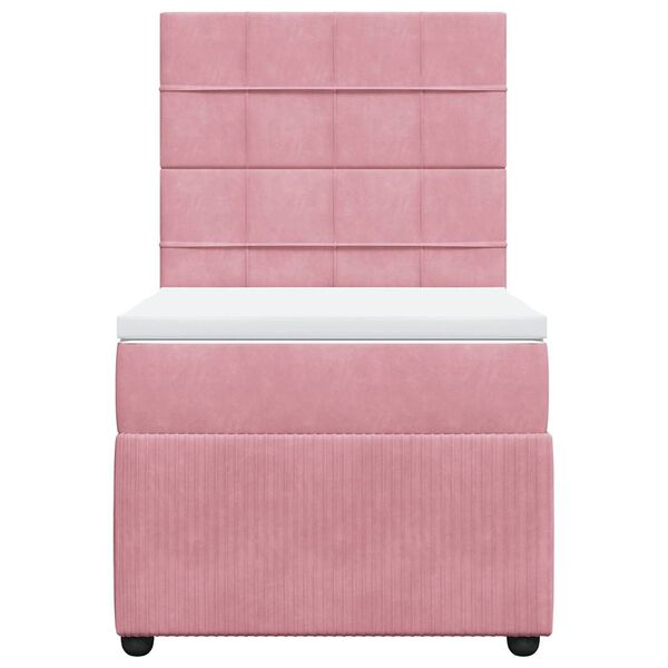 vidaXL Cama box spring con colch&oacute;n terciopelo rosa 90x200 cm