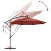 vidaXL Parasol de cantilever tipo plátano Terracota 294 x 294 x 248 cm