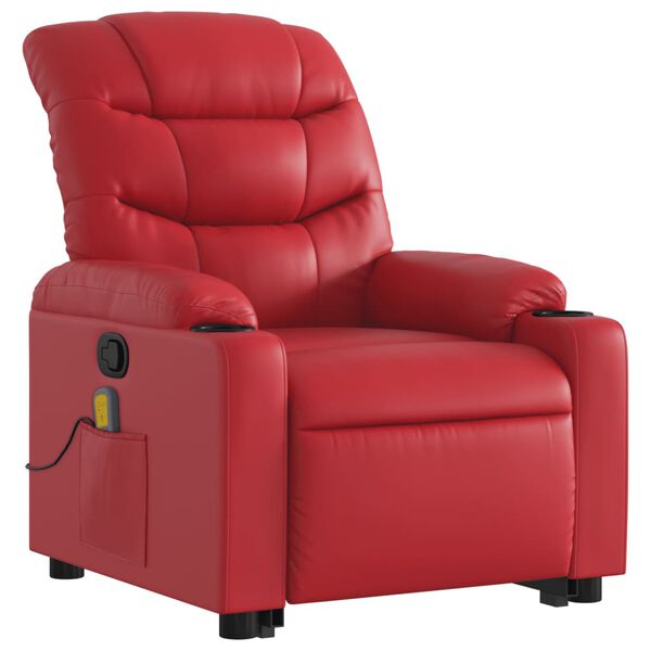 vidaXL Sill&oacute;n reclinable de masaje de pie cuero artificial rojo