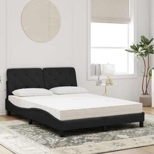 vidaXL Cama con colch&oacute;n terciopelo negro 140x190 cm