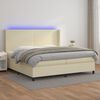 vidaXL Cama box spring colch&oacute;n y LED cuero sint&eacute;tico crema 200x200 cm