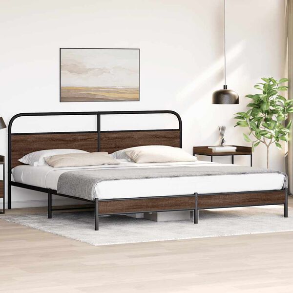 vidaXL Estructura de cama sin colch&oacute;n metal roble marr&oacute;n 200x200 cm