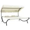 vidaXL Tumbona de exterior con dosel y almohadas blanco crema
