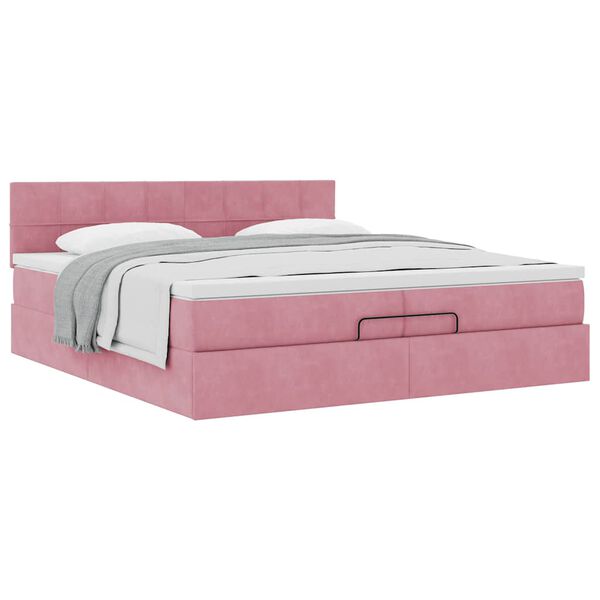 vidaXL Estructura cama otomana con colch&oacute;n terciopelo rosa 200x200 cm