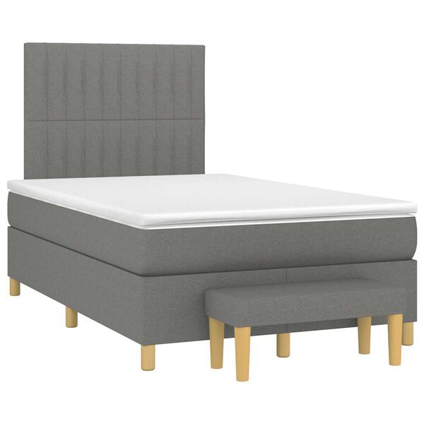 vidaXL Cama box spring con colch&oacute;n tela gris oscuro 120x190 cm