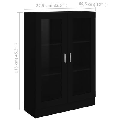 vidaXL Vitrina de madera contrachapada negro 82,5x30,5x115 cm