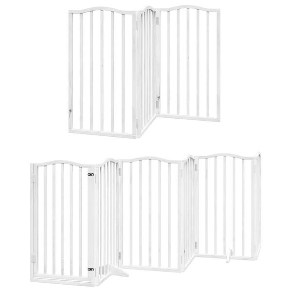 vidaXL Puerta de perros plegable 12 paneles madera álamo blanca 600 cm
