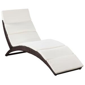 vidaXL Tumbona plegable con coj&iacute;n rat&aacute;n sint&eacute;tico marr&oacute;n