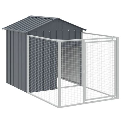 vidaXL Caseta perros con tejado acero galvanizado gris 117x1017x123 cm