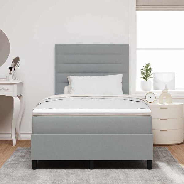 vidaXL Cama tipo Box Spring con colch&oacute;n Gris Claro 120 x 190 cm tela