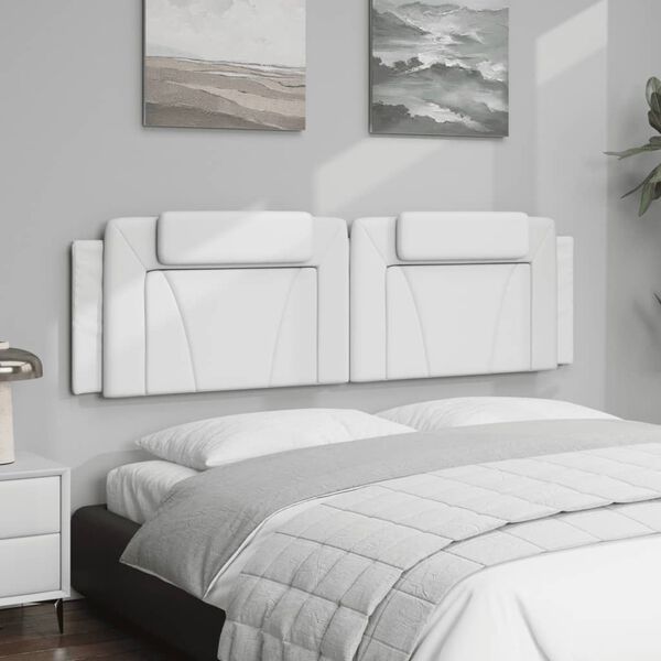 vidaXL Cabecero de cama acolchado Viana cuero sint&eacute;tico blanco 180 cm