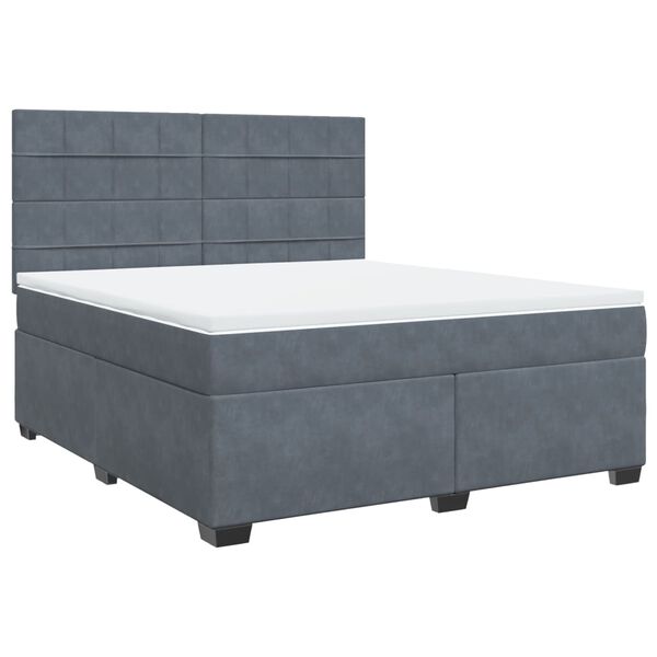 vidaXL Cama box spring con colch&oacute;n terciopelo gris oscuro 180x200 cm
