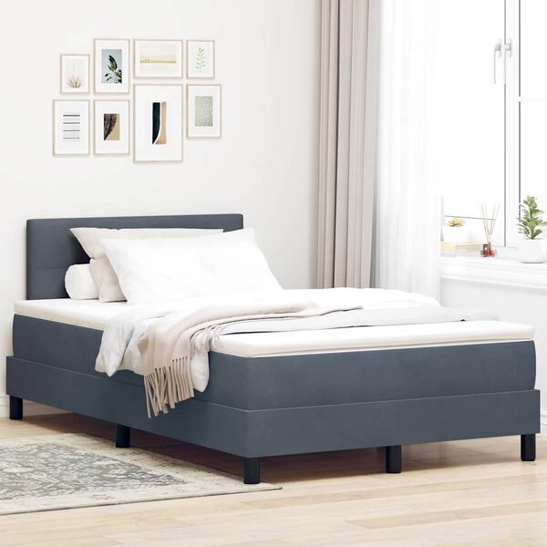vidaXL Cama Box Spring LED con LED Gris oscuro 120 x 200 cm Terciopelo