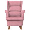 vidaXL Mecedora con respaldo alto de terciopelo rosa y madera maciza
