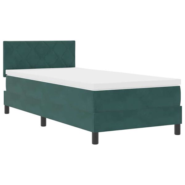 vidaXL Cama Box Spring LED con LED Verde oscuro 90 x 200 cm Terciopelo
