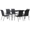 vidaXL Juego de comedor para jard&iacute;n 7 piezas acero y textilene negro