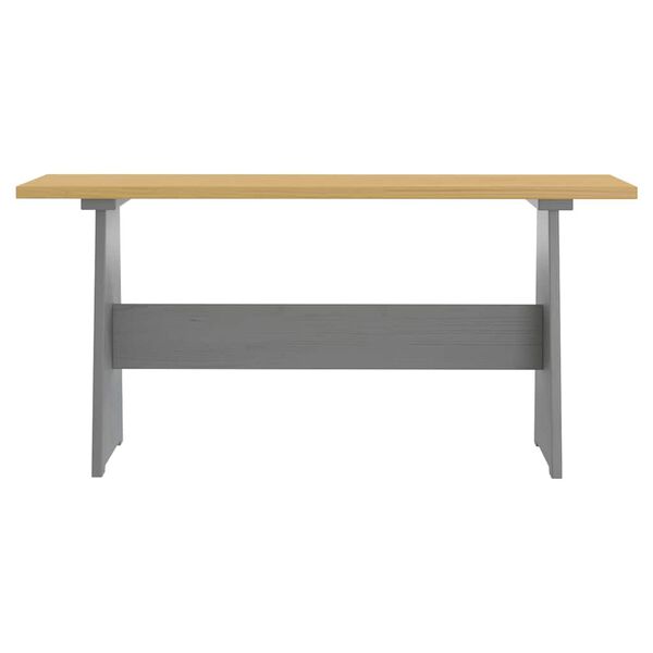 vidaXL Mesa de comedor con banco REINE madera maciza pino marr&oacute;n gris