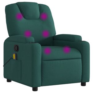vidaXL Sill&oacute;n de masaje reclinable de tela verde oscuro