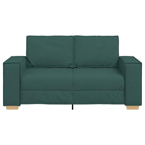 vidaXL Sof&aacute; de 2 plazas de tela verde oscuro, 160x78x84 cm