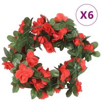 vidaXL Guirnaldas de flores artificiales 6 uds rojo 250 cm