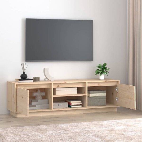 vidaXL Mueble de TV de madera maciza de pino 140x35x40 cm