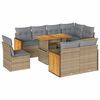 vidaXL Set sof&aacute;s jard&iacute;n y cojines 9 pzas rat&aacute;n sint&eacute;tico acacia beige