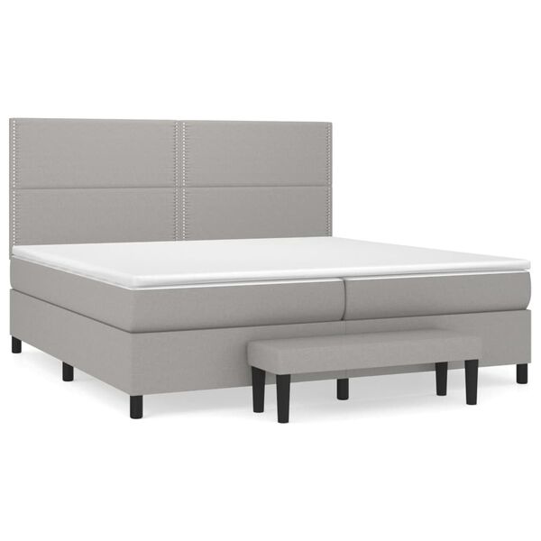 vidaXL Cama box spring con colch&oacute;n tela gris claro 200x200 cm